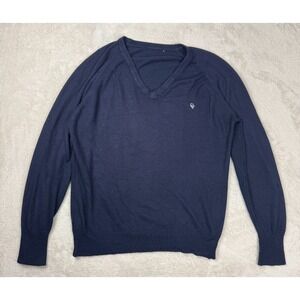 Vintage‎ Christian Dior Sweater Mens Medium Blue Preowned Vneck Pullover Retro